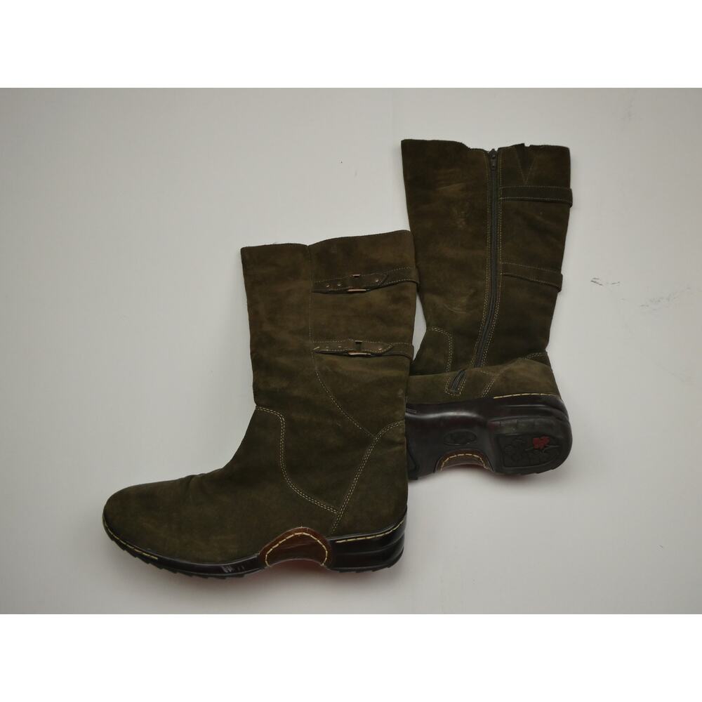 women's SOFTT leather suede boots, size: 8, 13", dark brown